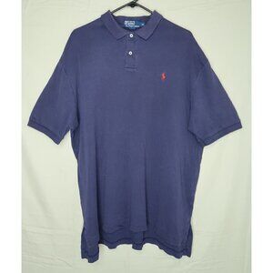 Vintage Polo Ralph Lauren Shirt Short Sleeve Collar Blue Red Logo Mens XL